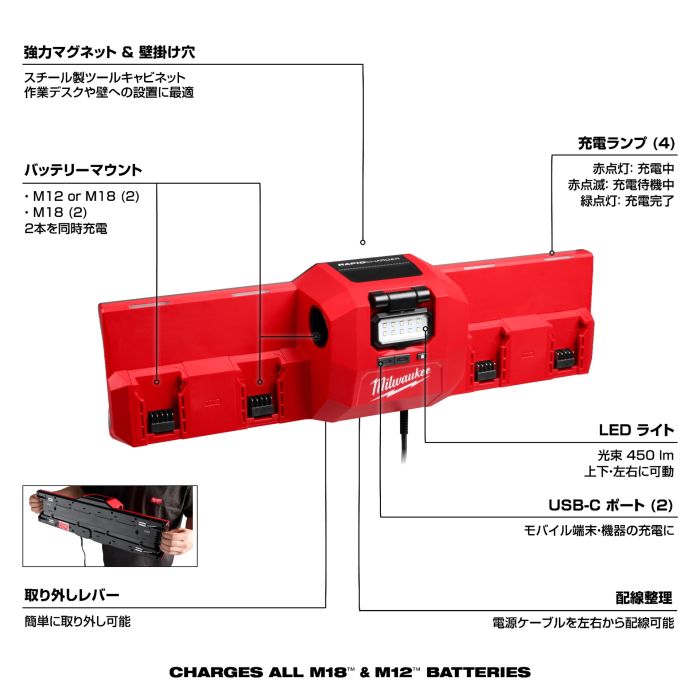 M12™-M18™ マグネット充電器 | プロ向けの高耐久性の電動工具、ツール